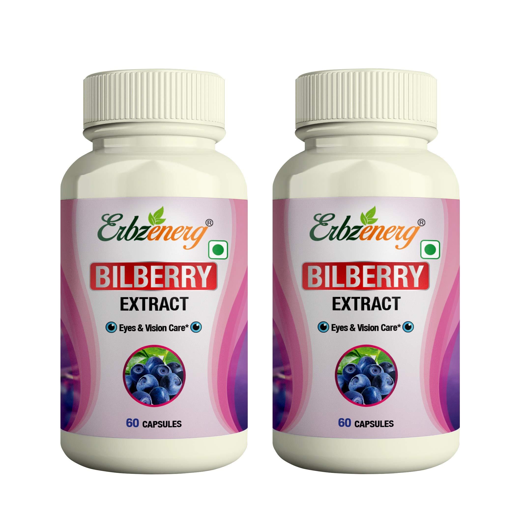 ERBZENERG ERBZENERG® Bilberry Extract (Vaccinium myrtillus) Whortleberry 60 Capsule 500mg (Pack of 2)