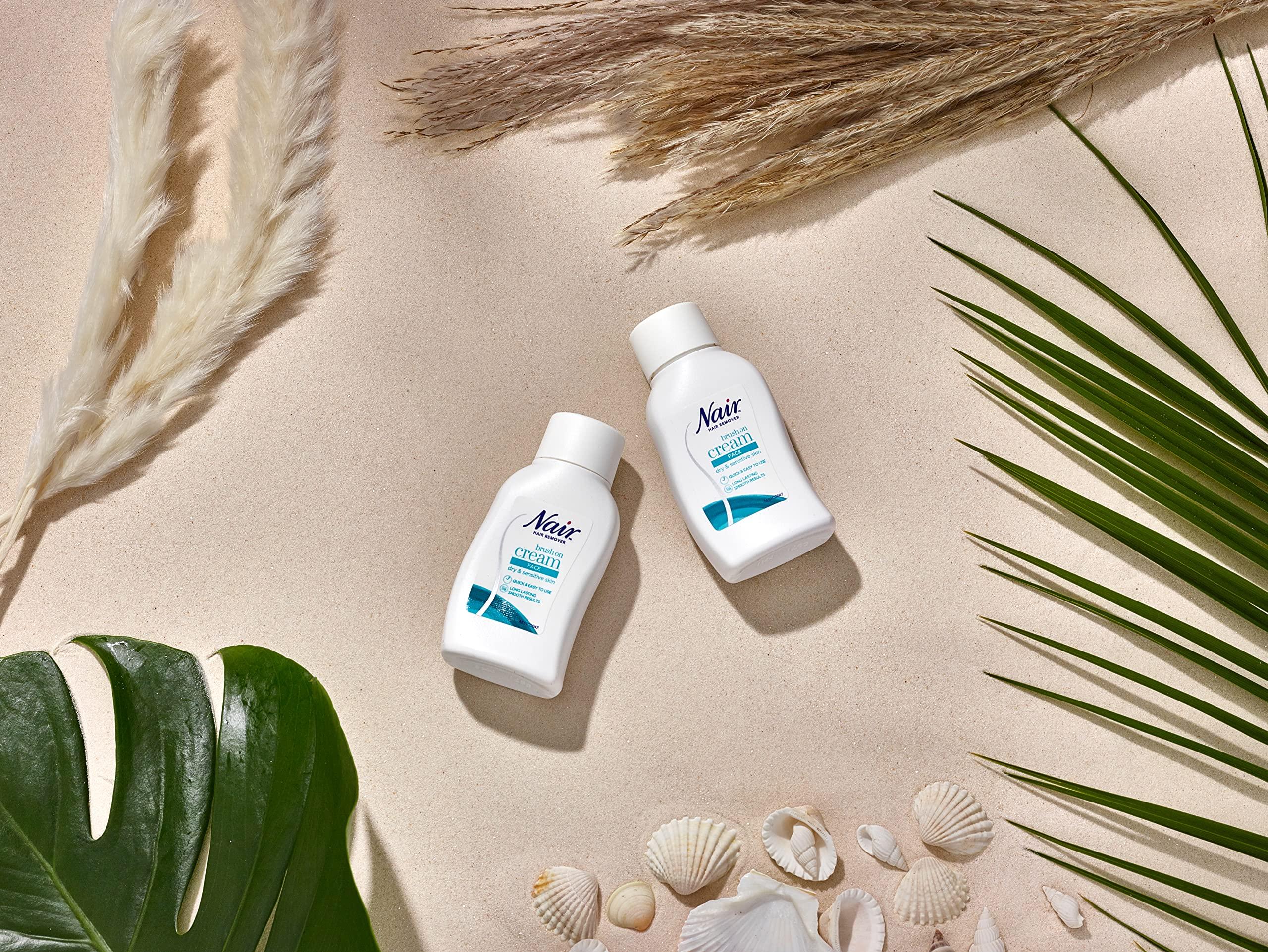 Nair Nair Hair Removal Facial Brush On Cream 50ml || For Dry & Sensitive Skin with Argan Oil