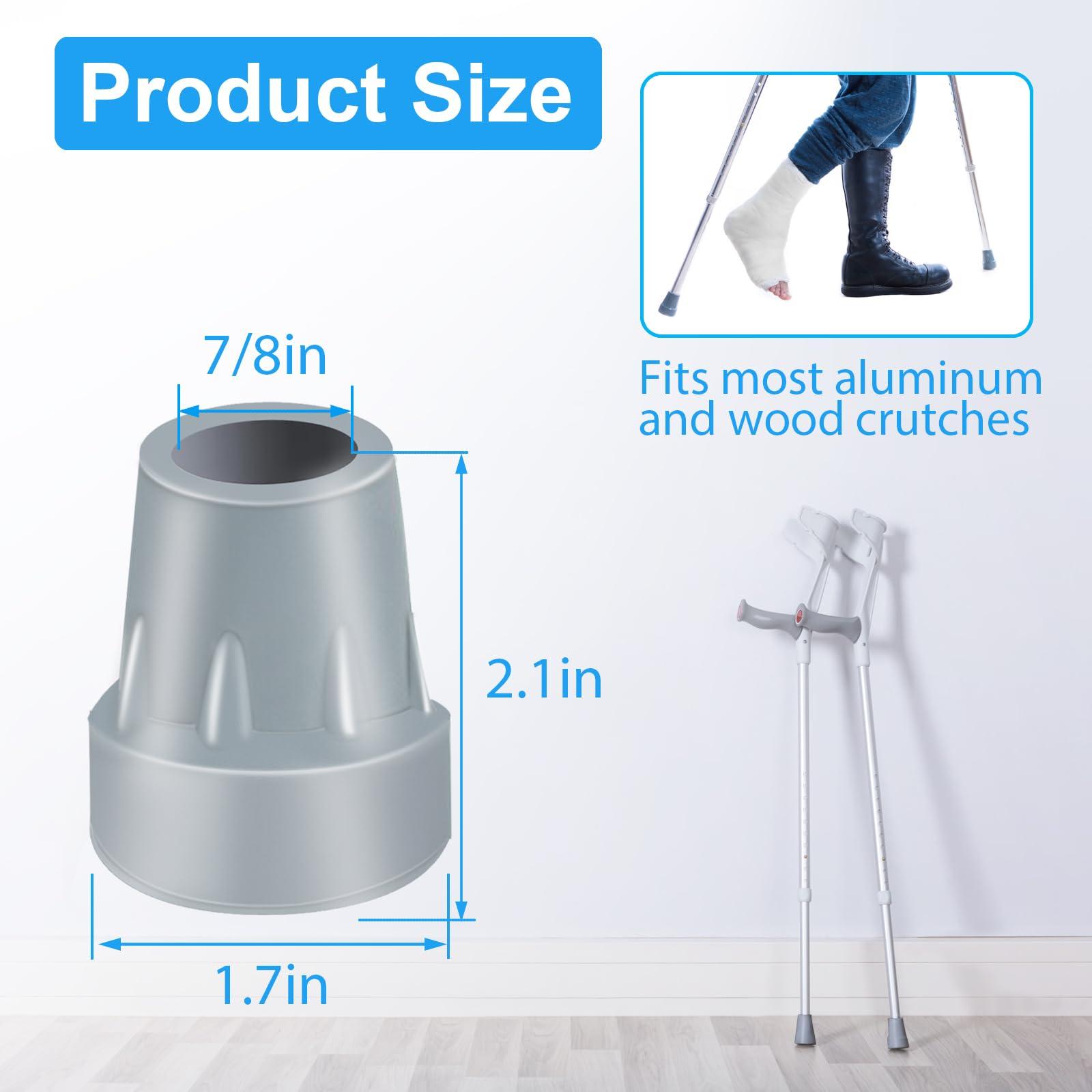 ATUOE Crutch Tips, 4 Pack 7/8 inch Heavy Duty Rubber Crutch Tips Replacement Rubber Cane Tips, Gray