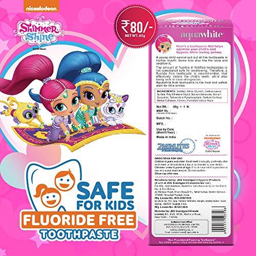 aquawhite aquawhite® SHIMMER & SHINE Toothpaste for Kids, Fluoride Free, Straw Berry Burst Flavor, For Age 2-14 Years, 80 grams