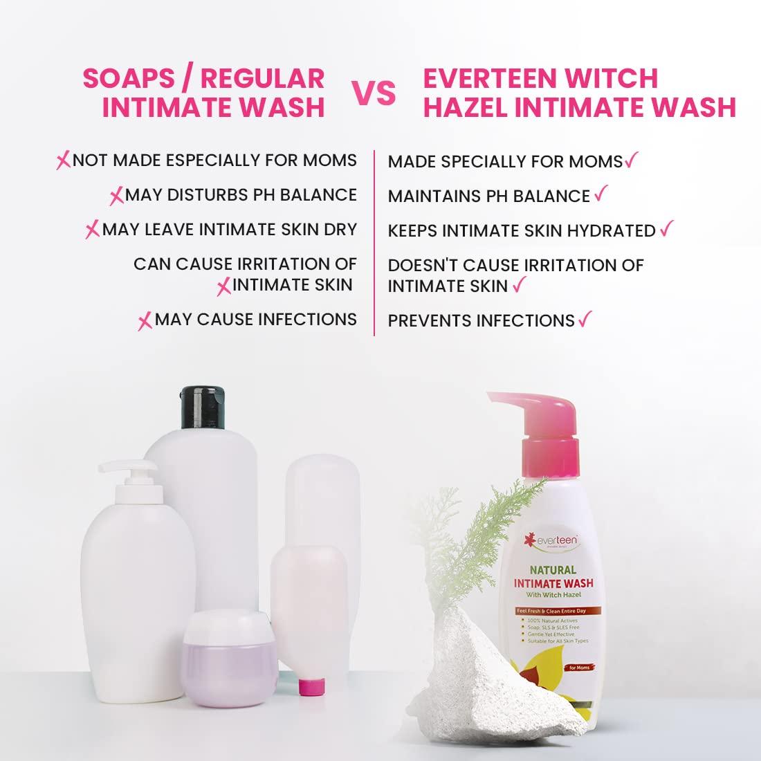 Everteen everteen Witch Hazel Natural Intimate Wash for Feminine Intimate Hygiene in Moms 2 Packs (105ml each)