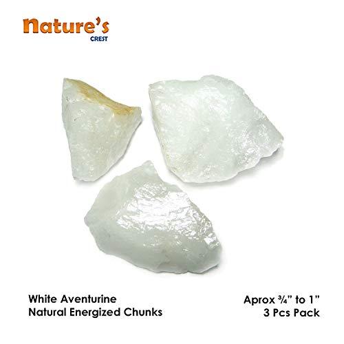 Nature's Crest Nature's Crest White Aventurine Natural Energized Raw Rough Chunks for Vastu Healing Mediation Reiki & Pooja (3 Pcs Pack)