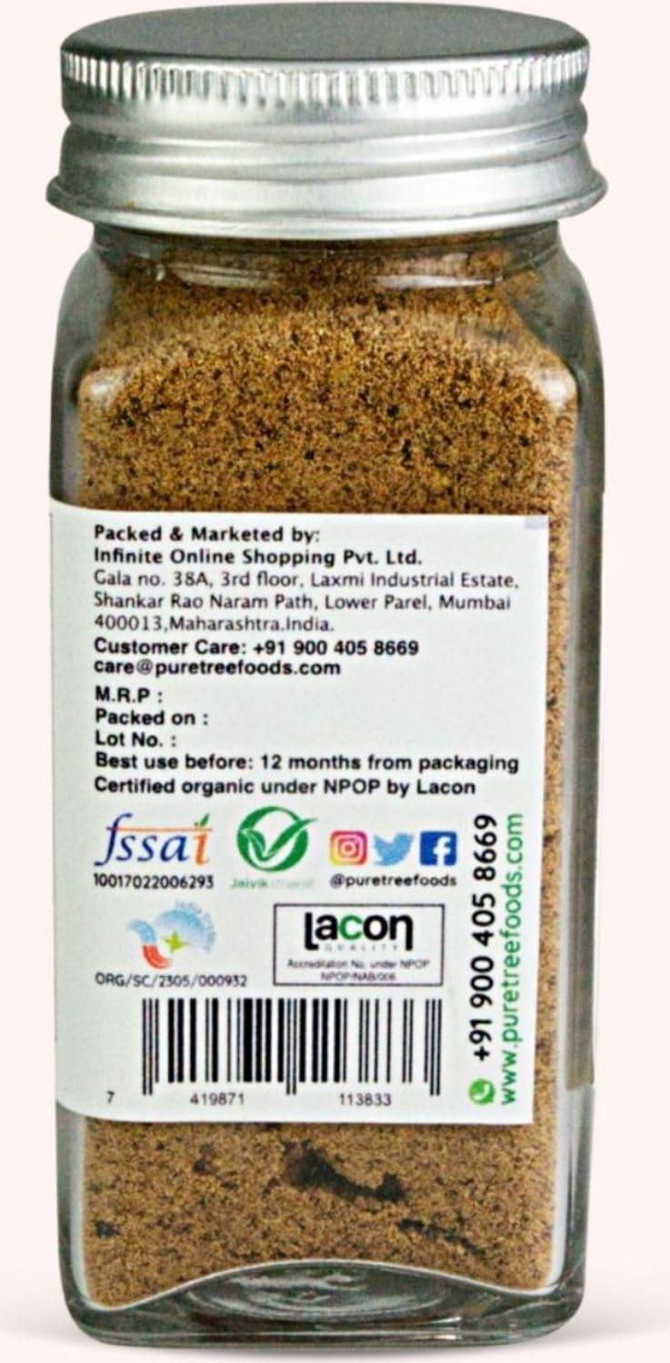 Pure Tree Pure Tree Certified Organic Nutmeg Powder | 60 g | Glass Jar | Grounded Jaiphal Powder Jathikai Powder | Organic Jaifal Powder for Baby | Jayfal, Myristica Fragrans