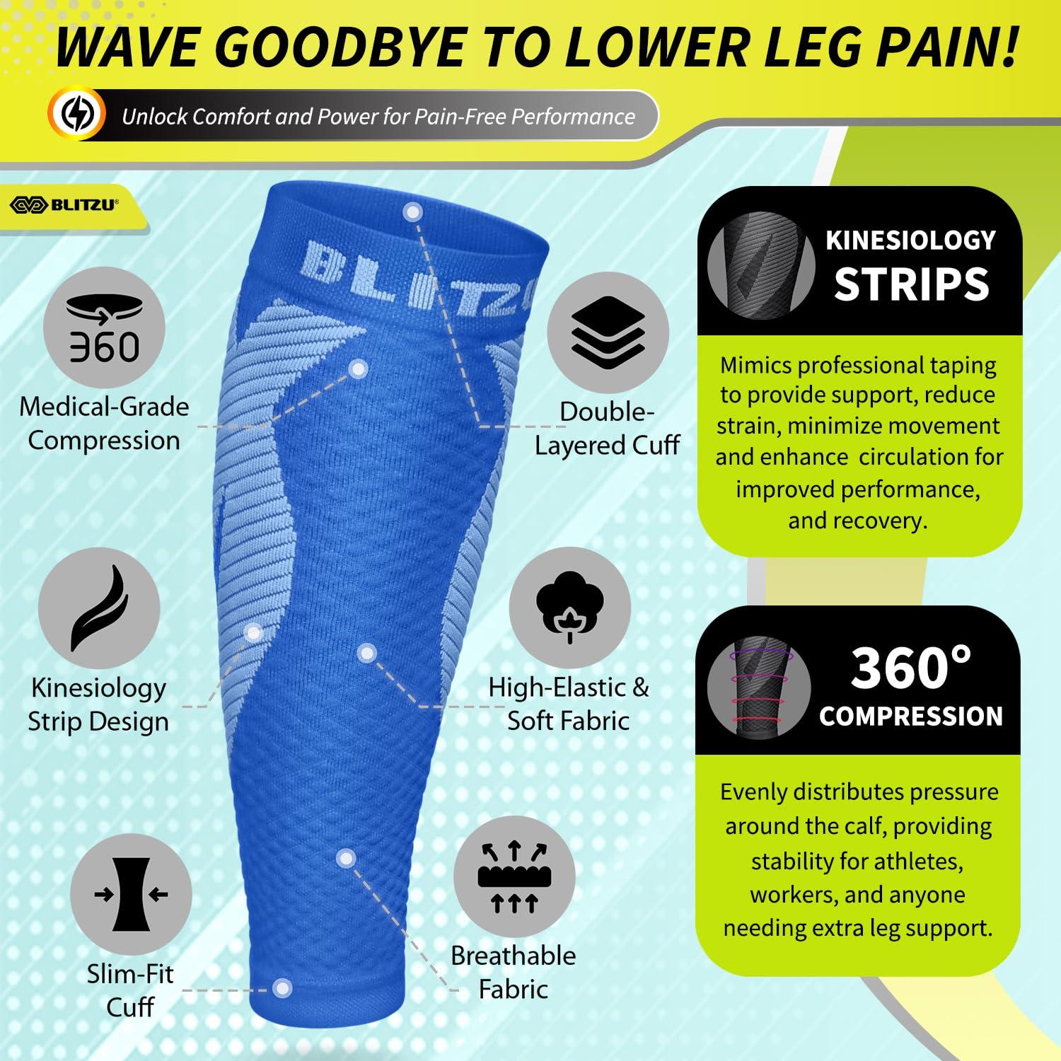 BLITZU BLITZU Calf Compression Sleeves For Women & Men Leg Compression Socks for Runners, Shin Splint, Recovery from Injury & Pain Relief Great for Running, Maternity, Travel, Nurses Nude S-M