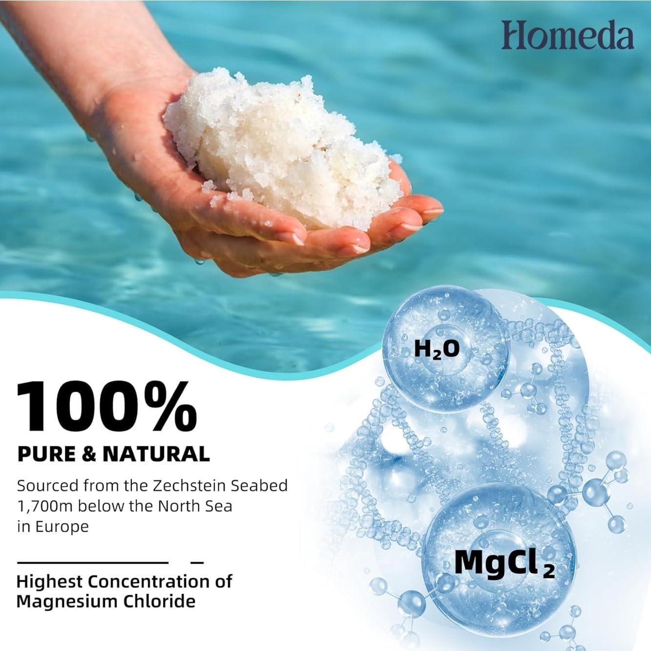 Homeda Homeda Magnesium Oil for Feet - Pure Magnesium Spray for Feet (200 ml), Topical Magnesium Lotion for Sleep, Magnesium Chloride Oil Spray, Macgesia oil 200ml Oil for Pain Relief (Pack of 2)