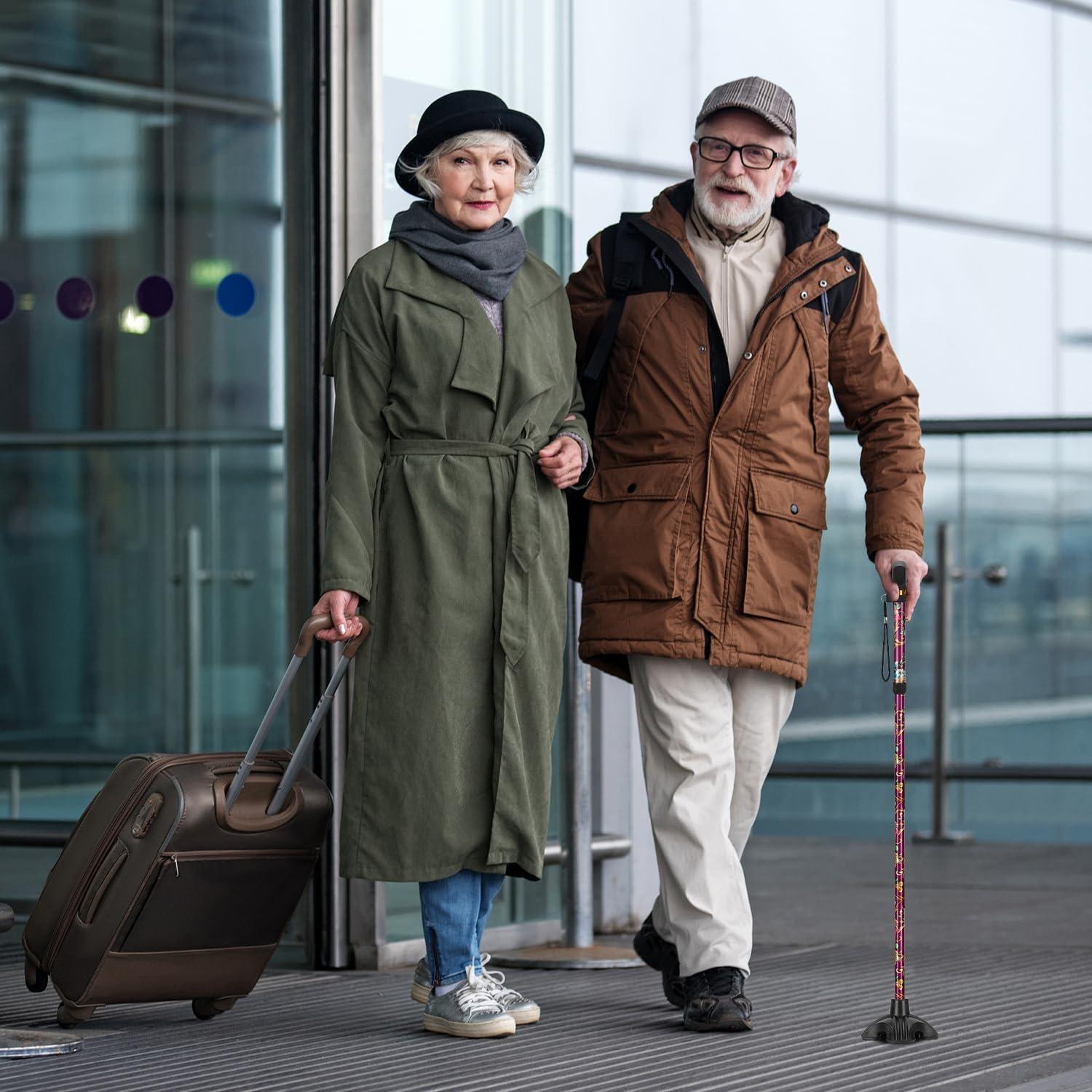 supregear SupreGear Quad Support Cane Tip, Non-Slip Self Standing Rubber Cane Tip 4 Point Quad Cane Tip Replacement for 3/4 Inch Diameter Standard Walking Canes Folding Canes Cane Accessory - Black