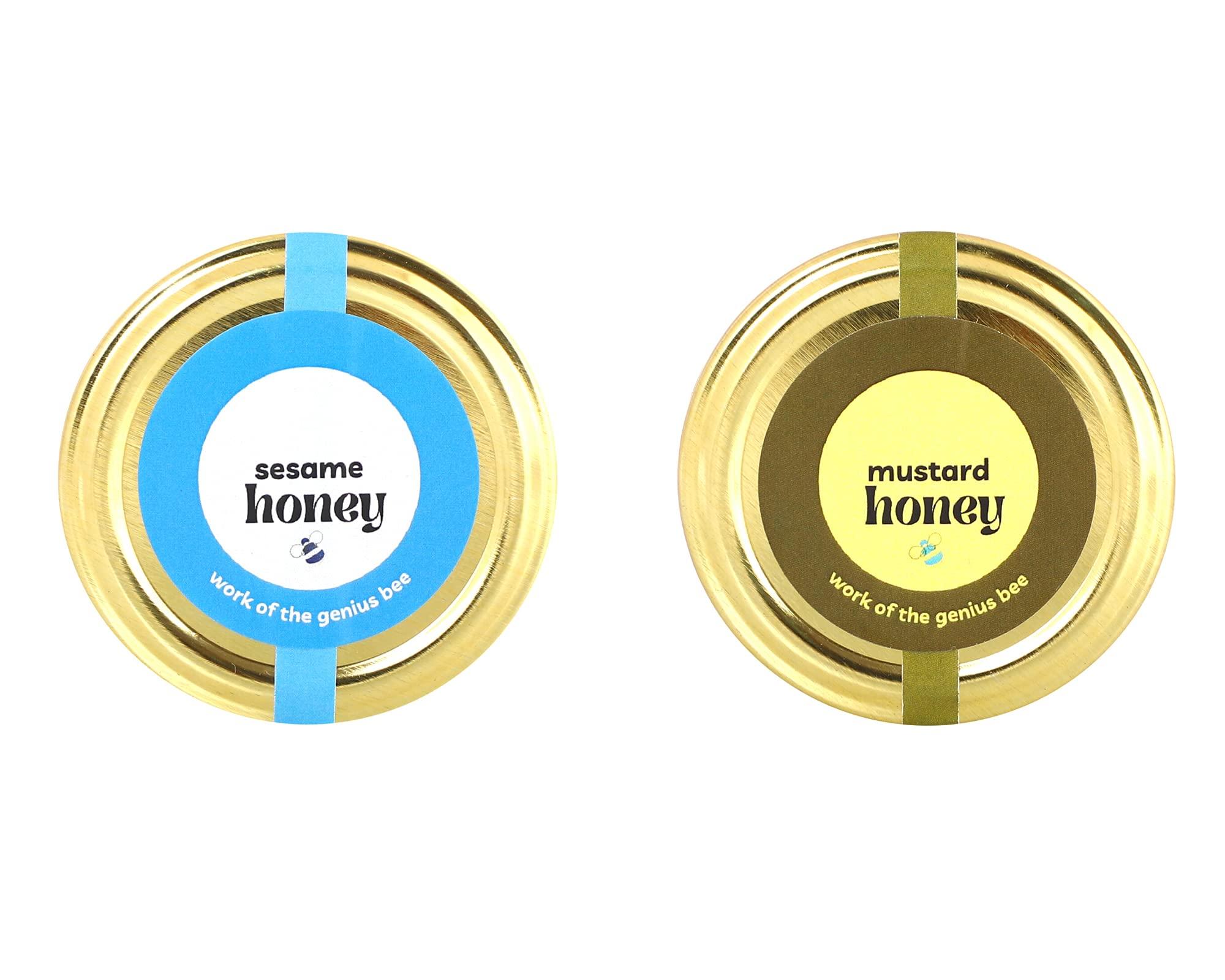 cupid's canopy CUPID'S CANOPY SUPER SAVER PACK Sesame honey 1 x 500gms Mustard honey 1 x 500gms NATURAL | UNPROCESSED | UNPASTEURISED Glass jar