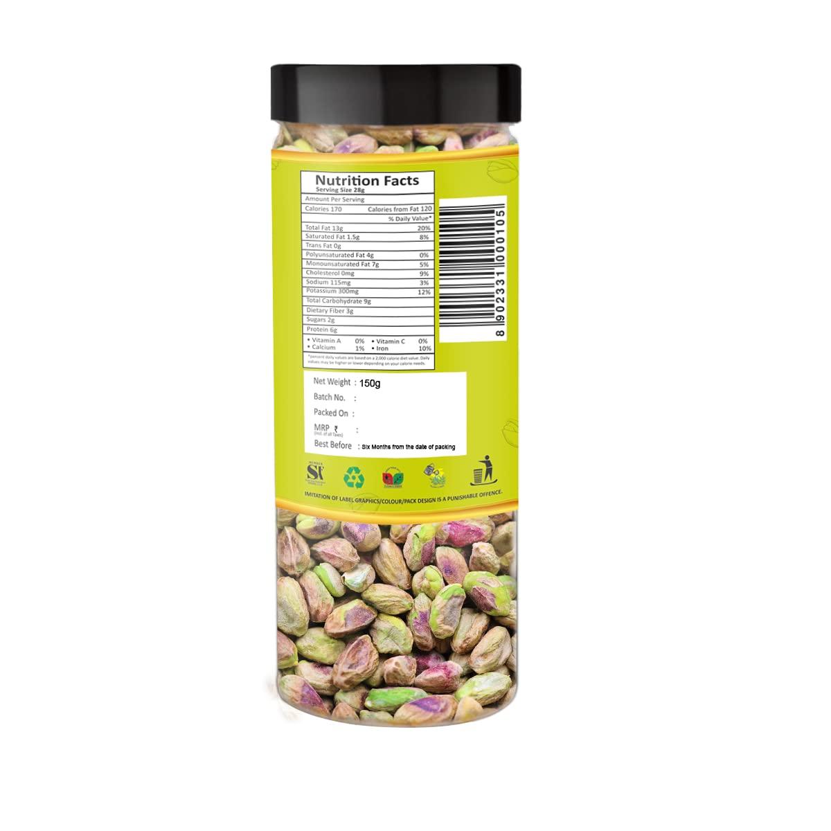 Yum Yum YUM YUM Premium Unsalted Pistachio Kernels 300g (Pack of 2-150 Jar Each) | Super Crunchy & Delicious |Plain Pista | Gluten Free | 100% Natural Dry Fruits | Healthy Evening Snack