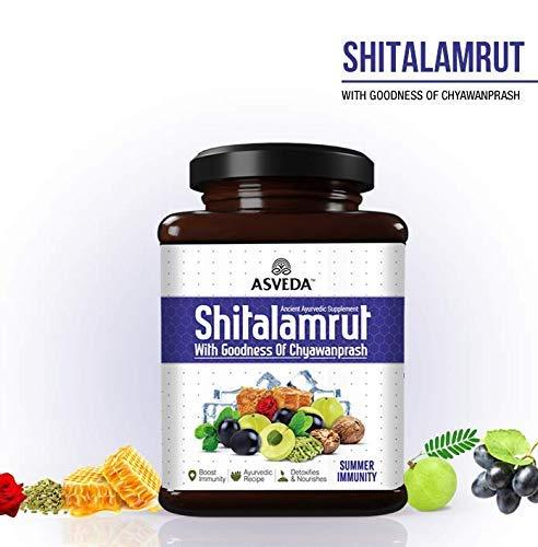 Asveda Asveda Shitalamrut Sugar Free Chyawanprash - Summer Immunity Booster For Kids, Adults - Improve Strength, Stamina And Energy - 100% Raw Mishri (Khadi Sakar) Grapes - 500Gm, Pack Of 1