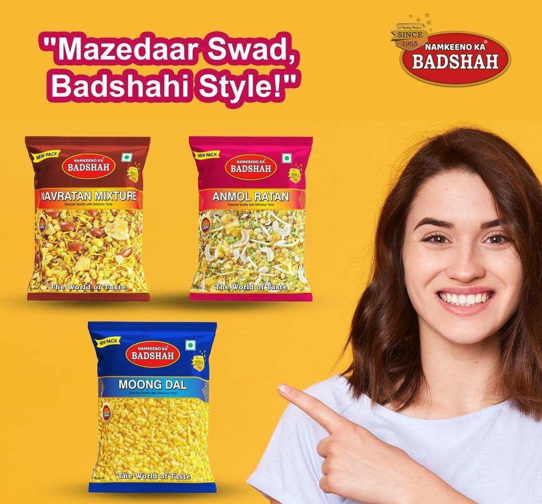 NAMKEENO KA BADSHAH Badshah Special Tasty Palak Kaju Mixture Namkeen, Delicious Rajasthani Special Mixture Tasty Healthy Indian Snacks with Tea Dalmoth Mixture - 400 gram