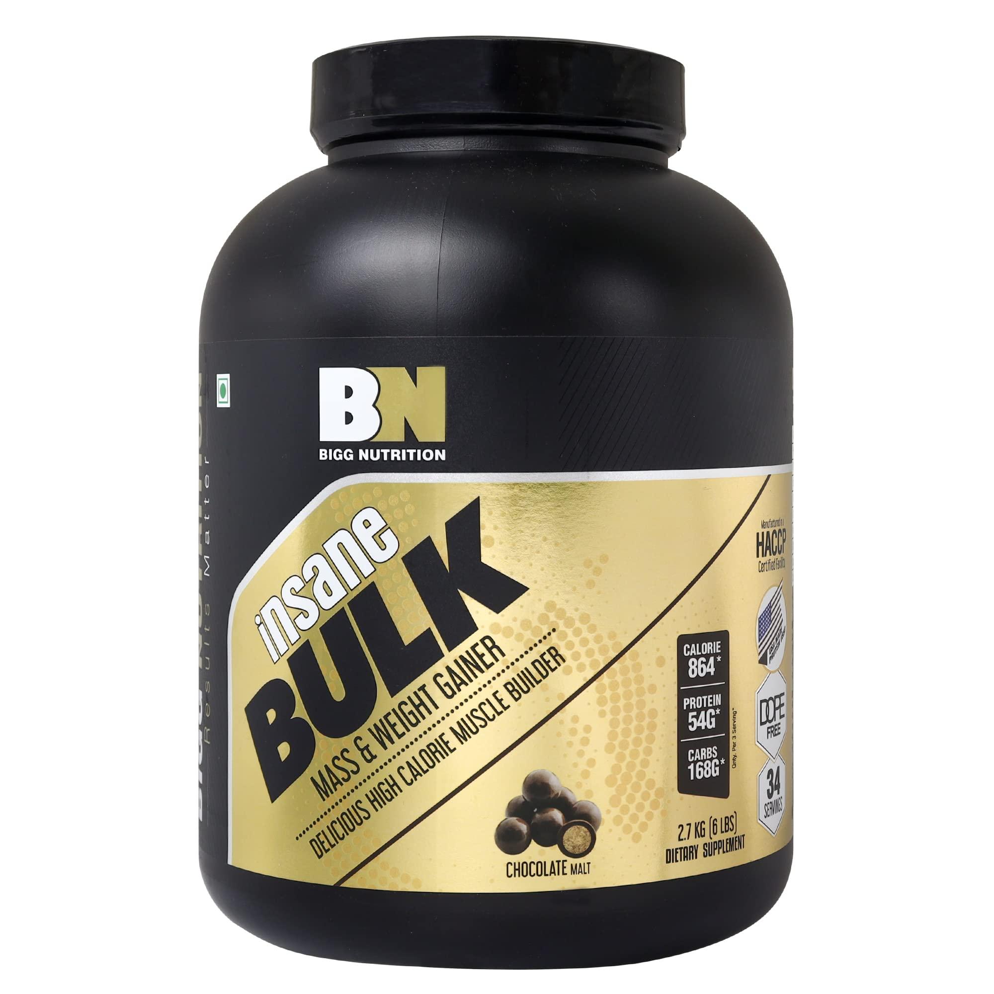 Bigg Nutrition Bigg Nutrition Insane Bulk Mass & Weight Gainer Delicious High Calorie Muscle Builder (Chocolate, Creamy Vanilla) (Creamy Vanilla, 1 Kg)