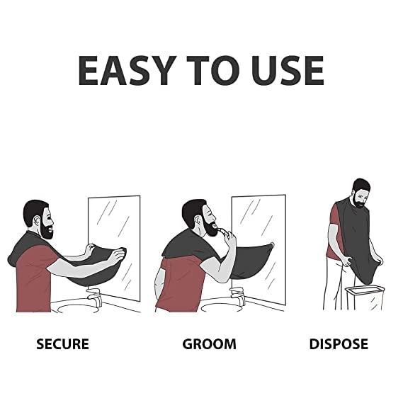 HIKI ZIKI HIKI ZIKI Beard Bib Apron/Hair Catcher Beard Apron/Beard Catcher for Shaving and Trimming/Waterproof Shaving Cloth for Man/Clippings Catcher Apron/Grooming Apron with beard shaper