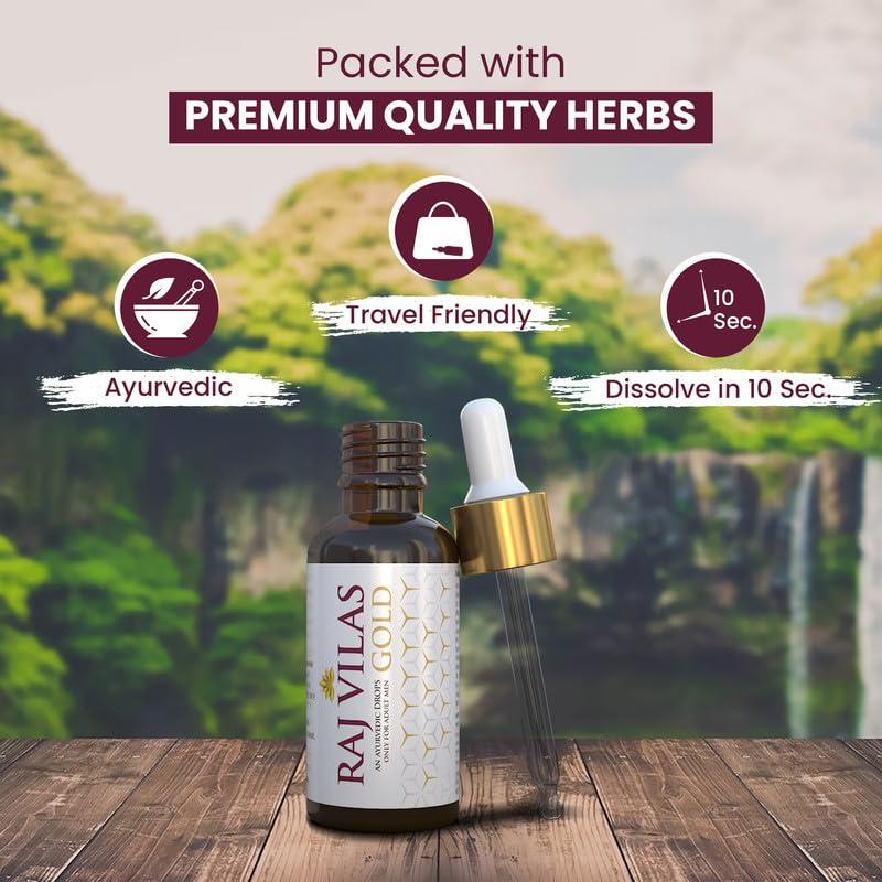 Saptarishi Saptarishi Raj Vilas Gold Ayurvedic Drops With Shilajit, Swarna Bhasma, Ashwagandha, & 14 Natural Herbs|Helps In Boosting Stamina, Endurance & Strength|Premium Ayurvedic Supplement|For Men, Pack Of 1
