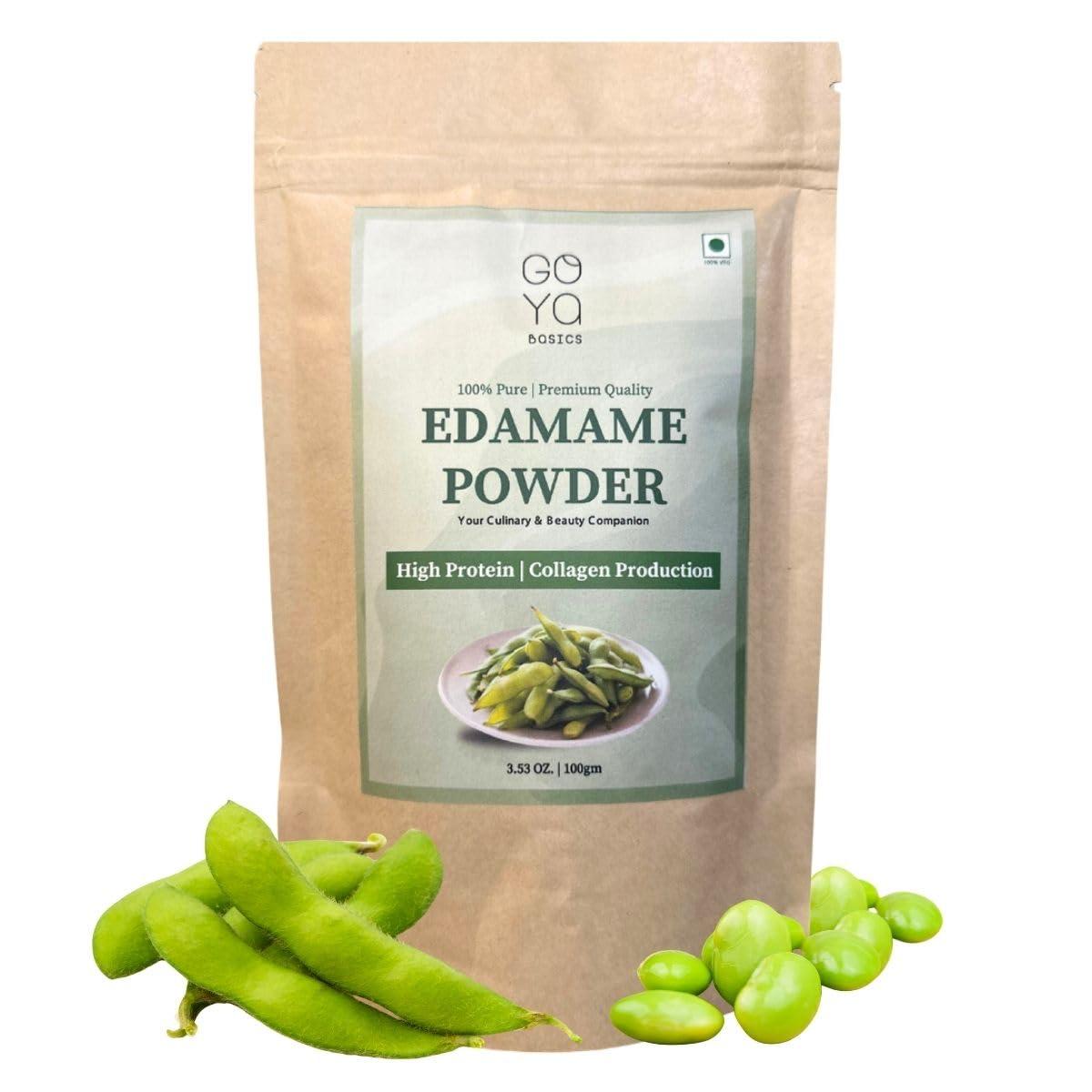GOYa BaSICS Goya Basics Edamame Powder, 100g | Plant Protein Superfood for Smoothie Mix, Shakes, Soups | Organic, Vegan, Non-GMO, Gluten-Free | High Fiber Protein Supplement