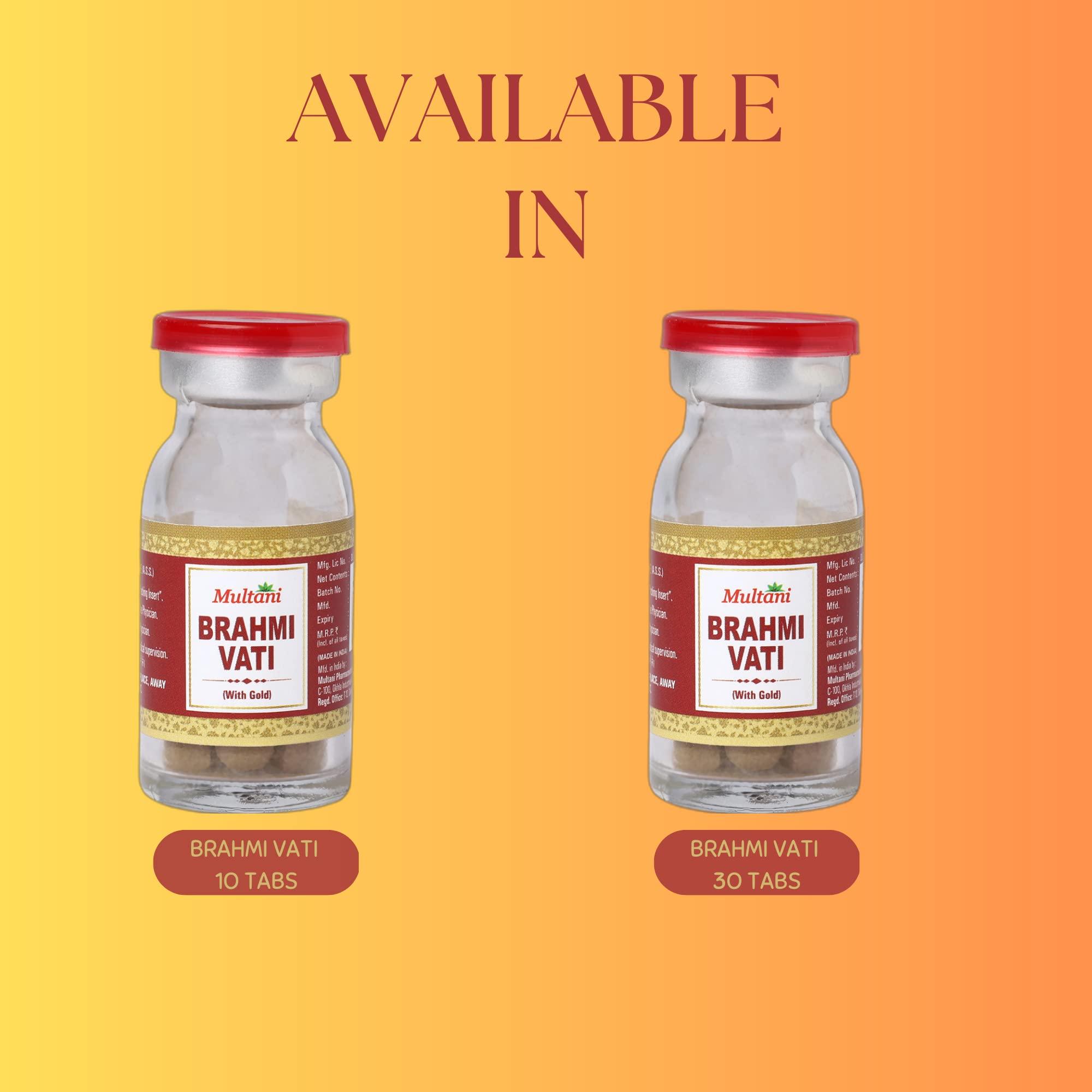 Multani Multani Brahmi Vati Gold | Brahmi Tablet With Ashwagandha & Shankhpushpi- Useful In Blood Pressure, Carbohydrate Management & Helps In Memorising | 30 Tablets