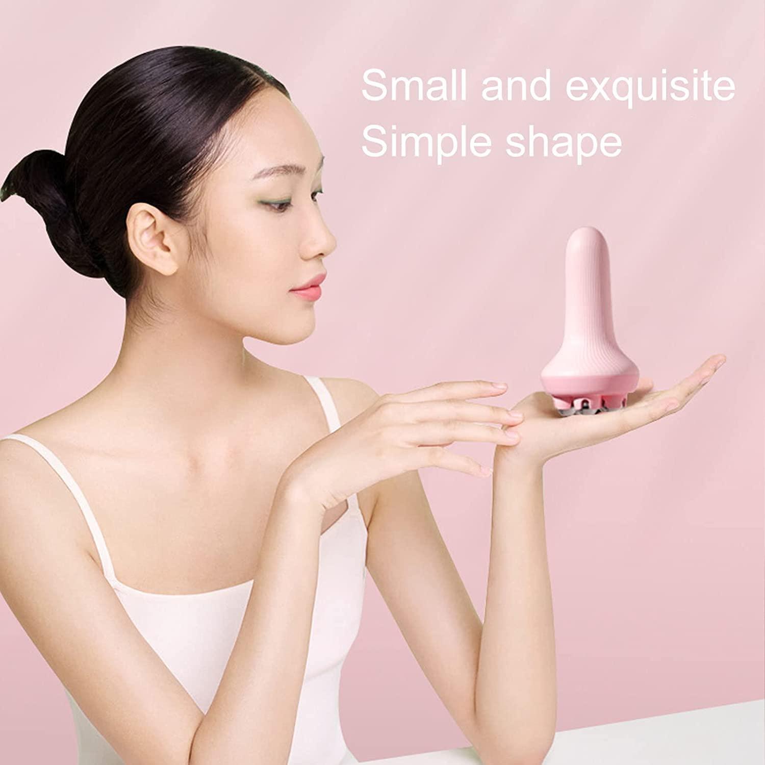 WE-CEF 2PCS Hand Held Massager Hand Massage Glove Massager for Muscle Back Neck Foot Shoulder Leg Pain Relief Massage Tool with Roller Ball Back Scratcher Back Massager Pink