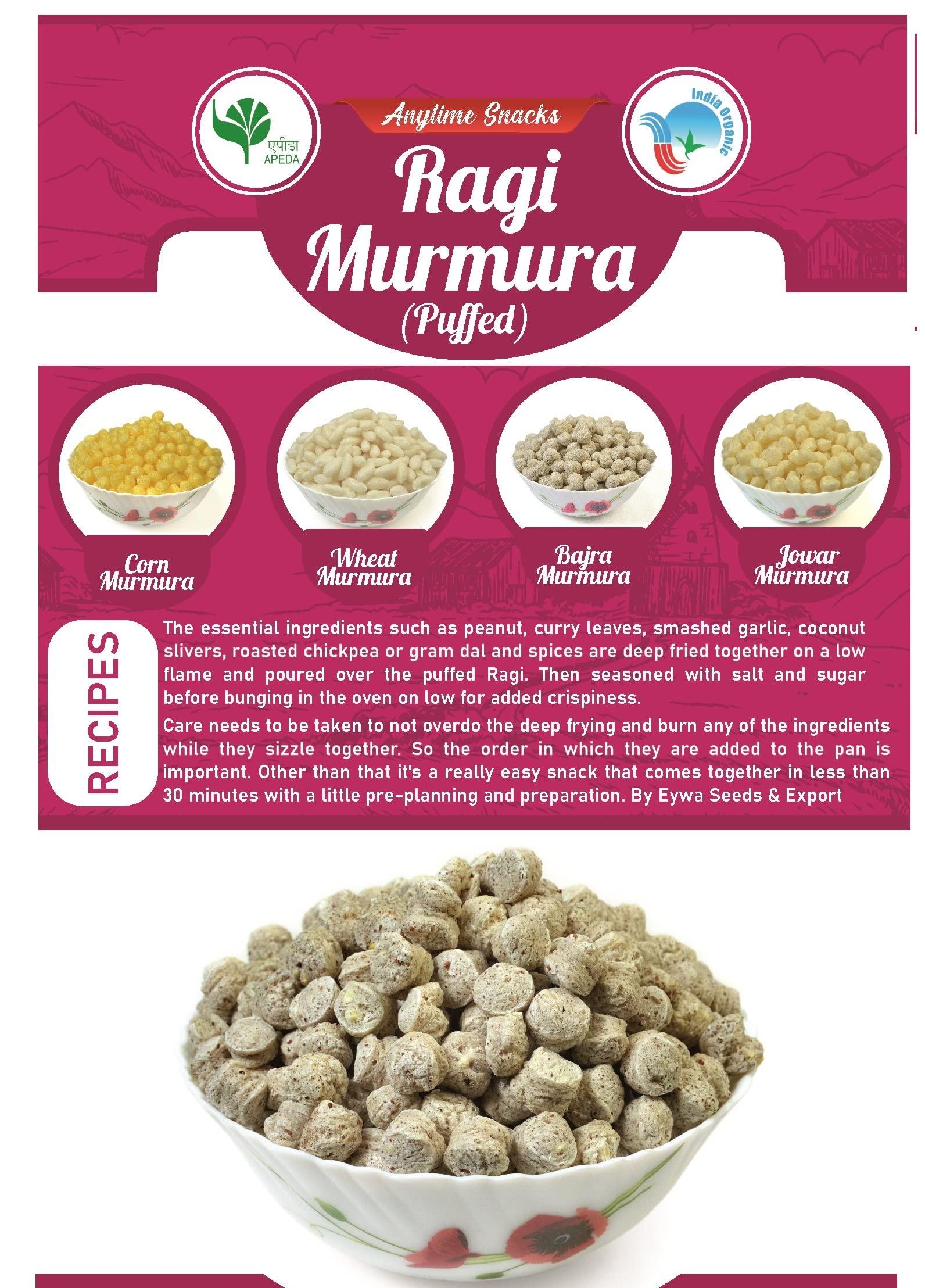 Eywa Seeds & Exports Pvt Ltd Eywa Seeds & Exports Pvt Ltd Ragi Murmure | Puffed | Kurmure | Puri | Muri | Pori | Non Roasted Snack | Plain Murmure | Healthy & Tasty Snacks (Ragi Murmure, 400 Gm)