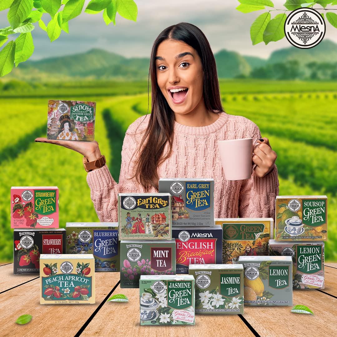 Mlesna Mlesna Sencha Green Tea | Prepared With Traditional Method | Natural Flavour Extract | Rich in Anti - Oxidant | Pure Green Tea (50 x 2g) Tea Bag Cartons