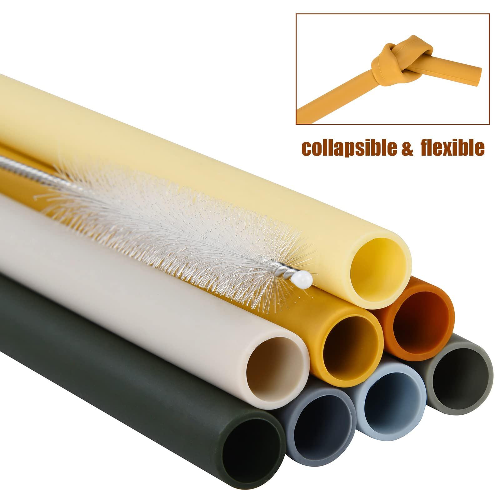 ALINK ALINK Reusable Portable Collapsible Straws, Telescopic Foldable Stainless Steel Metal Straws with Silver Case and Cleaning Brush