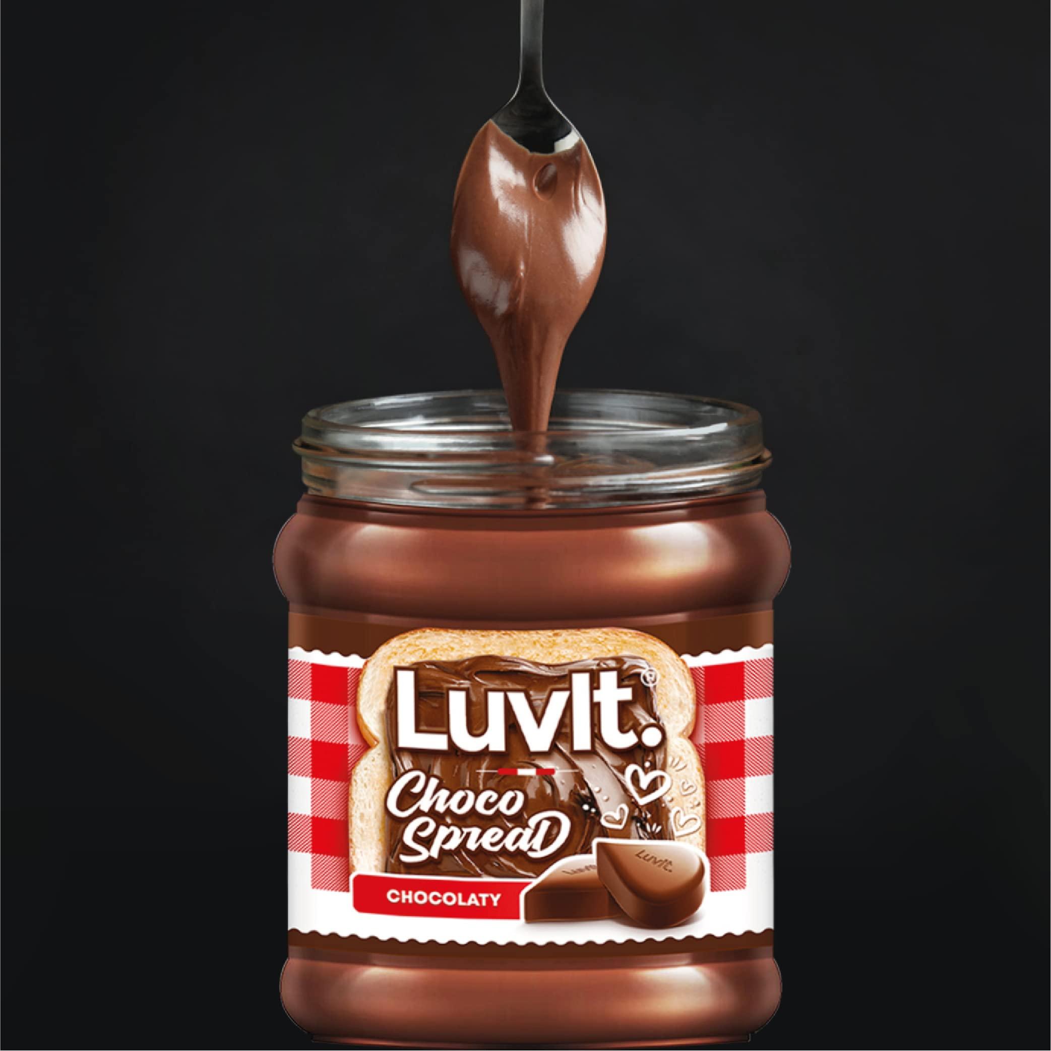 LuvIt. LuvIt. Choco Spread | Smooth & Delicious | Made with Cocoa | Best for Chocolate Bread, Cakes, Shakes, Dosa, Roti | Pack of 4-310g Each