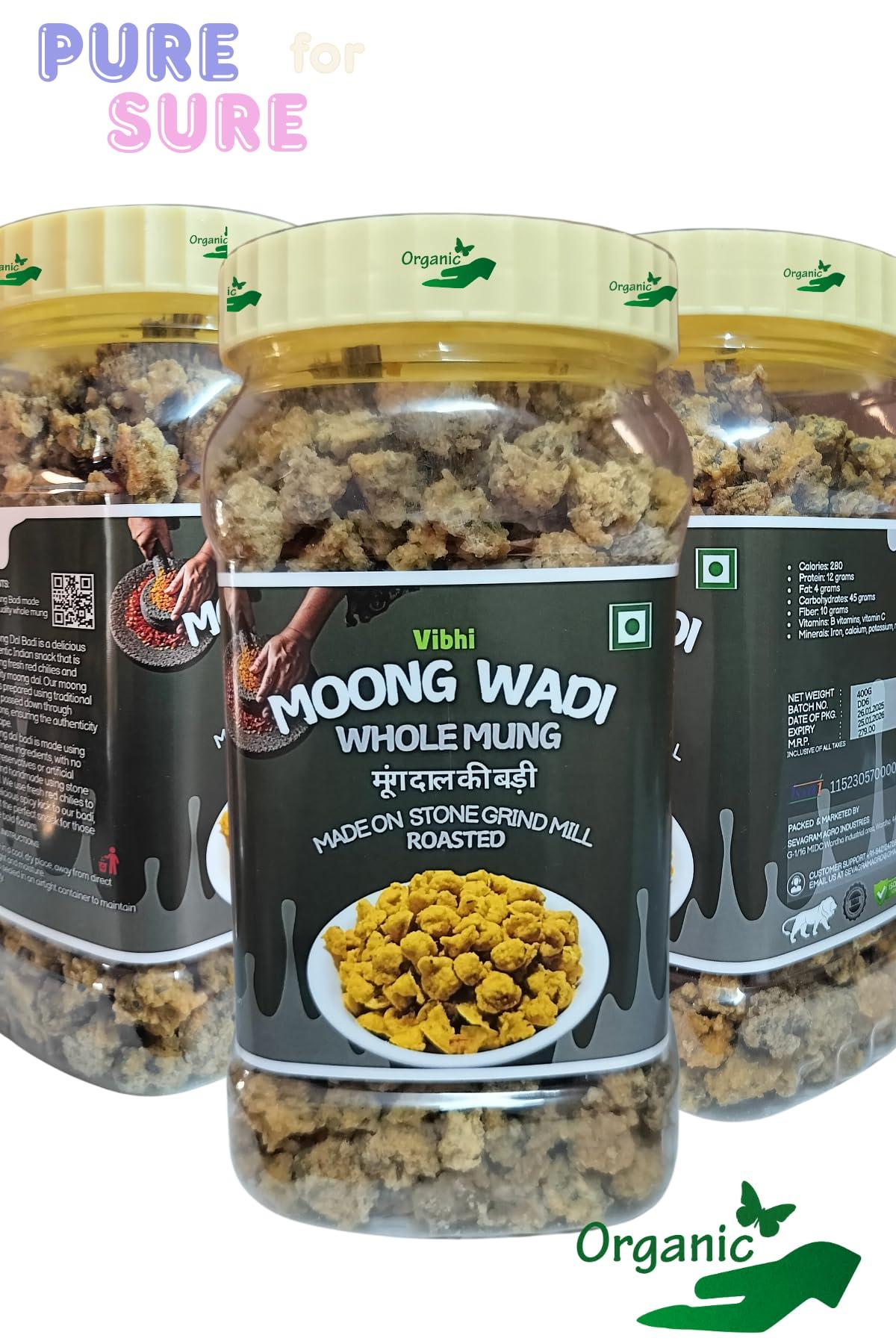 Vibhi Vibhi Moong Dal Wadi | (Made on Stone Grindmill/Jata) | Mangori | Moong Dal Vadi (PLAIN) 400G