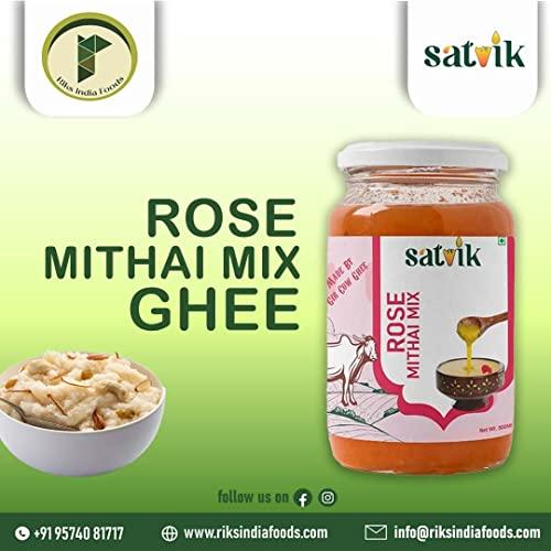 SATVIK PURE GHEE Satvik Rose Sweet Mix Ghee | Innovated For The First Time In The World | Made by Gir Cow Ghee with 100% Natural Ingredients (1 Ltr)