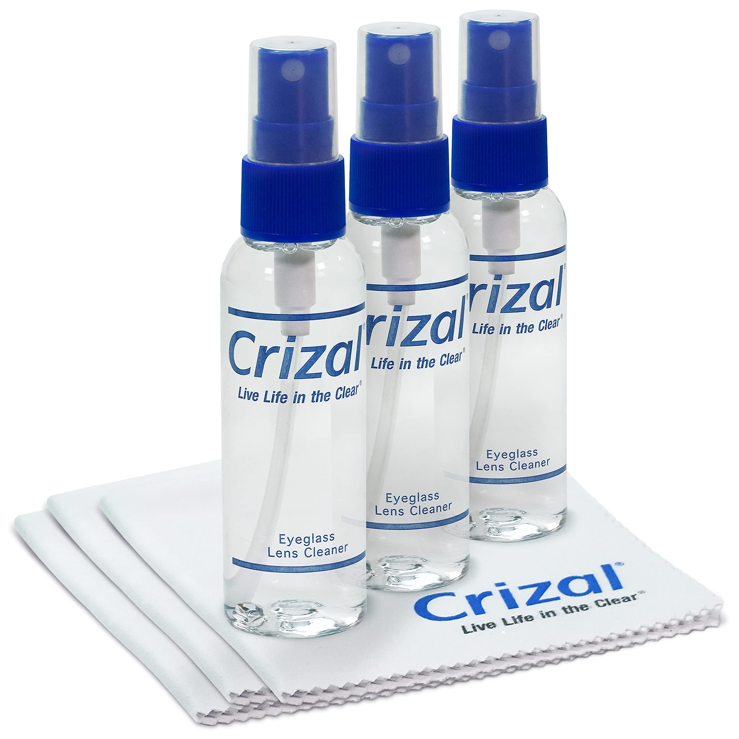 Crizal Crizal Eye Glasses Cleaning Cloth and Spray | Crizal Lens Cleaner (2 oz) with Crizal 6 1/2\" x 6 1/2\" Microfiber Cloth. #1 Doctor Recommended Crizal Anti Reflective Lenses-3 Pack