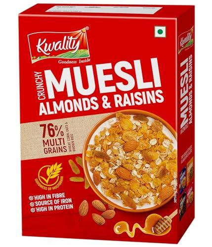 KWALITY Kwality Crunchy Muesli, Almonds Raisins and Honey -Goodness of Multigrain, High in Fibre, Source of Vitamin, Iron and Protein 400G 3 [Pack 3]
