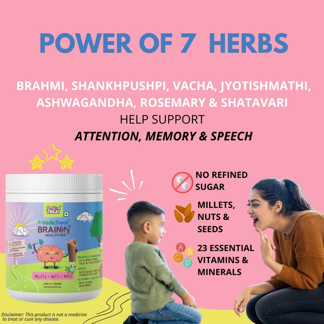 TRICK OR TREAT TRICK OR TREAT Brainify Nutrition Drink Powder | 7 Herbs | Millets + Nuts + Seeds (350G)