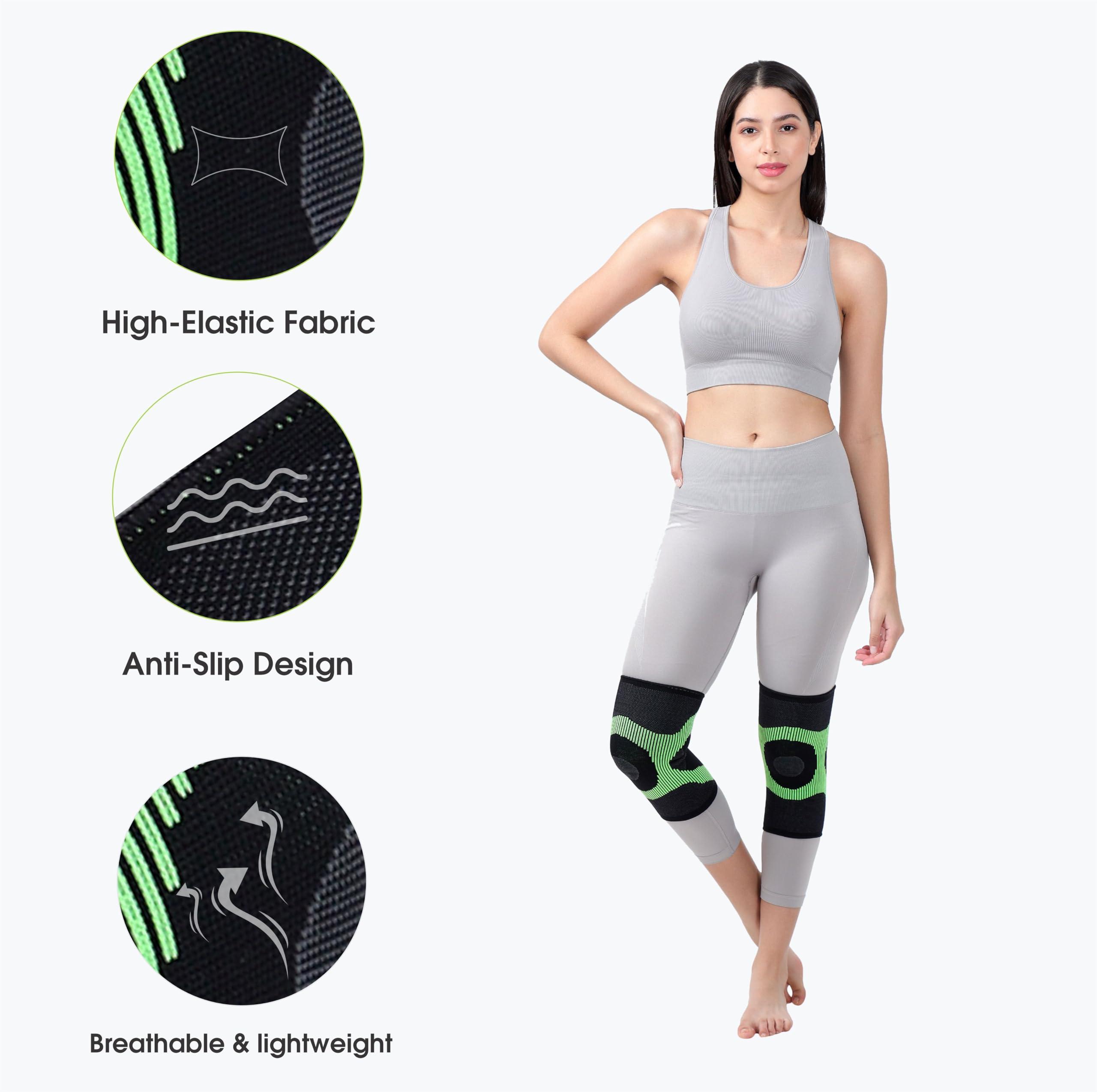 Comfo Smart Comfo Smart 3D Knee Support For Pain Relief | Knee Brace For Men & Women | Knee Support For Gym | Inner Cotton Lining for Skin Comfort | 4-Way Stretch-RA5601.FS (Black & Red)