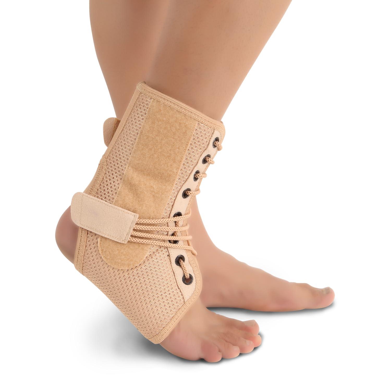 Flamingo Flamingo Ankle Support Brace for Ankle Pain Relief | Support Compression Brace for Ankle Injuries, Foot Care, Sprains | Beige | Large |