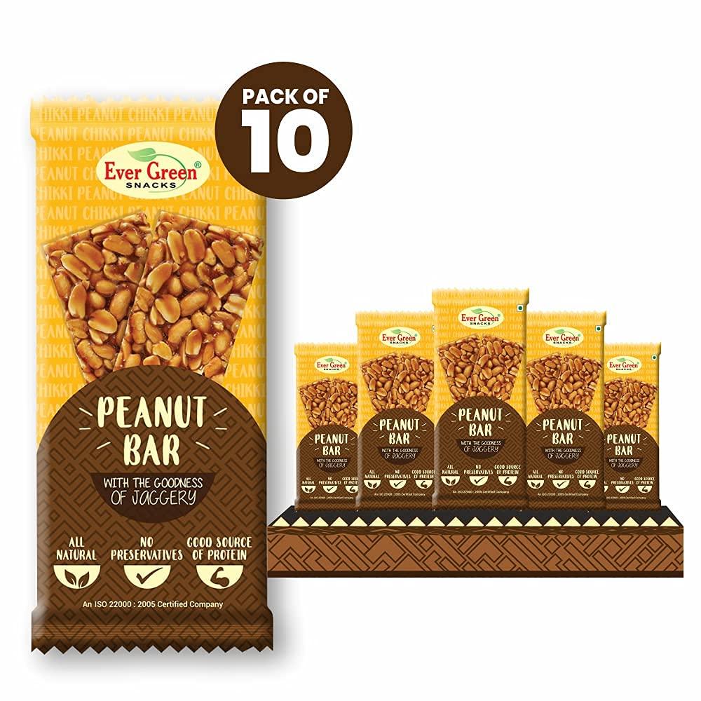 EVERGREEN SNACKS Evergreen Snacks - Peanut Chikki Bar - (30gm X 10pcs)