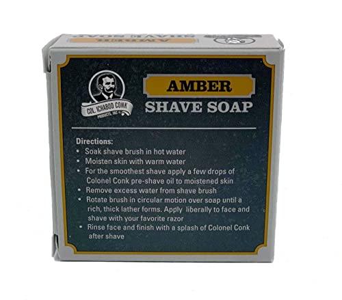 Col Conk Colonel Ichabod Conk AMBER Super Bar Shave Soap 3-3/4 oz - Extra Large Size