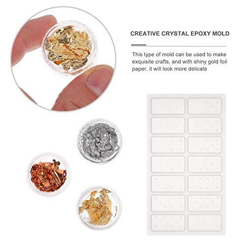 HEALLILY 2pcs Silicone Domino Game Molds DIY Silicone Molds Crystal Epoxy Mold with Foil