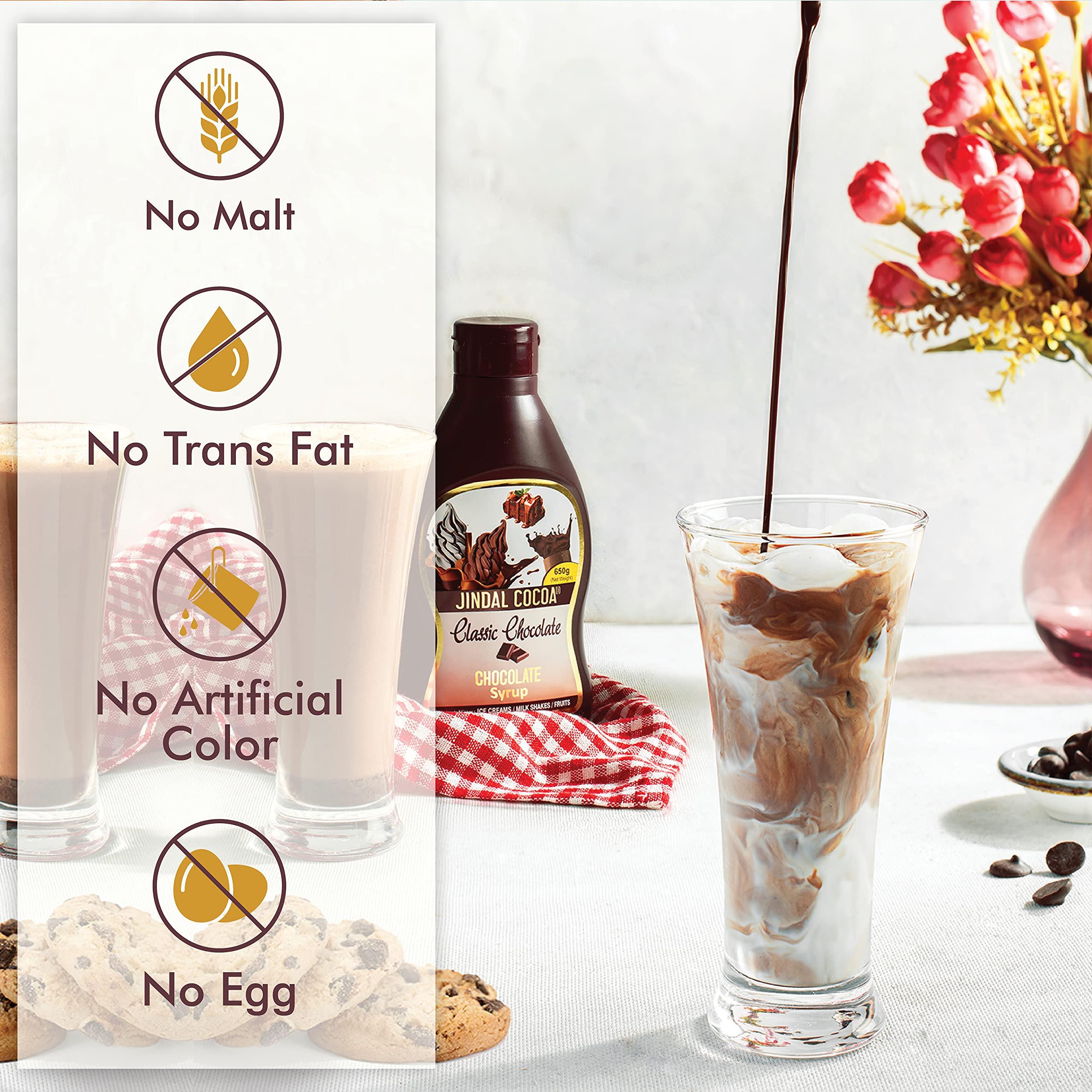 Jindal Cocoa JINDAL COCOA Classic Chocolate Syrup 650 Gm | Pack Of 2 | Thick and Gooey | Chocolate Sauce for Delicious Hot Or Cold Chocolate Drinks & Dessert Topping | No Malt | No Cornstarch | No Colors | No Trans-Fat | 100% Vegetarian