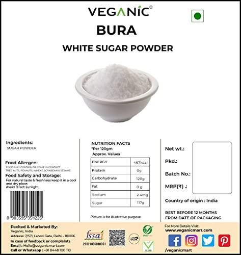 Veganic Veganic Boora/Bura | White Sugar Powder | Natural Sugar Powdered For Baking Sweets/Mithai/Dessert | Sulphur Less Buraa (1800g)