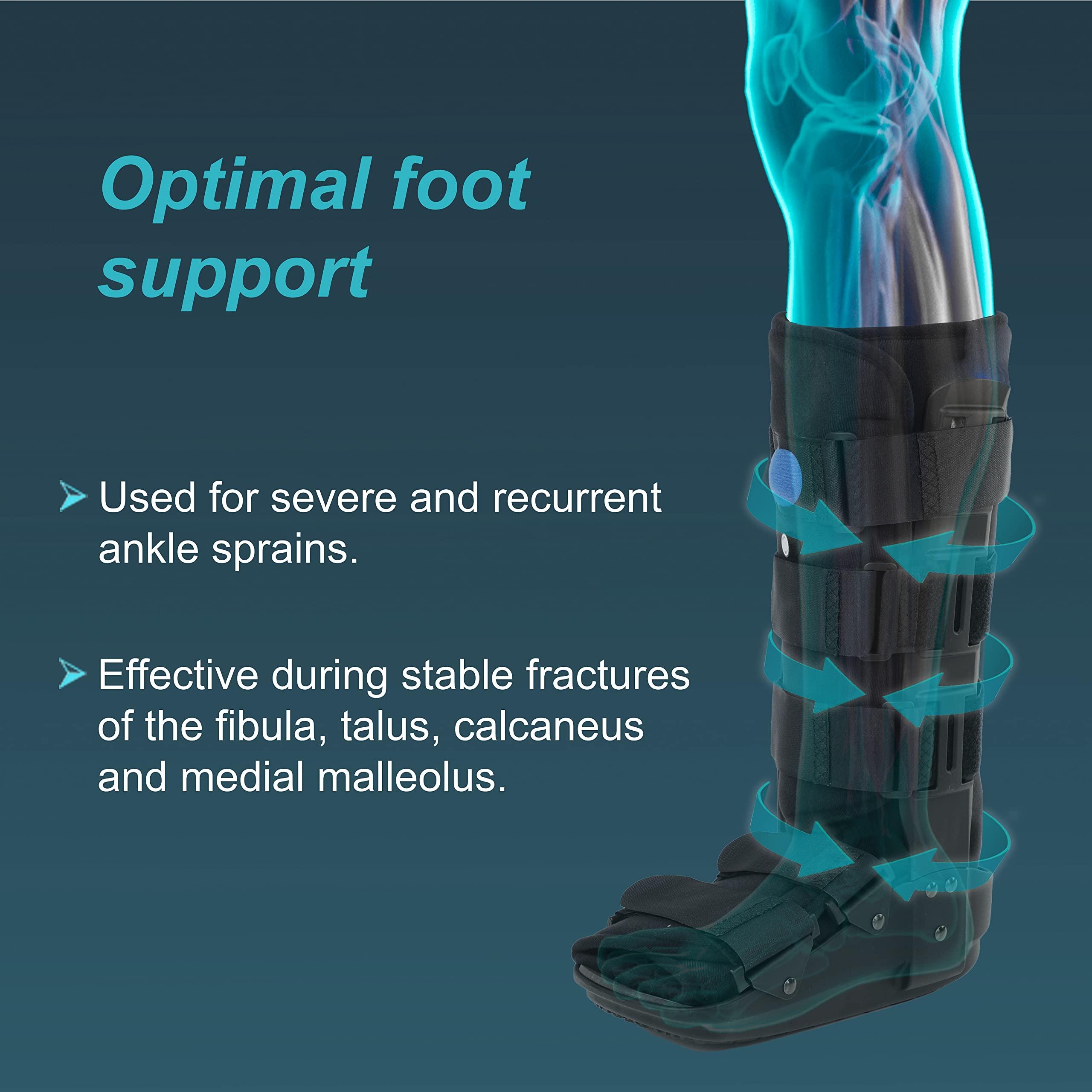 TYNOR Tynor Walker Boot Air, for Foot & Ankle Support | Air Cast Walker for Injury Recovery, Adjustable Medical Boot | Comfortable Orthopedic Boot for Foot Fractures & Surgery | Pack of 1 (Black, Small)