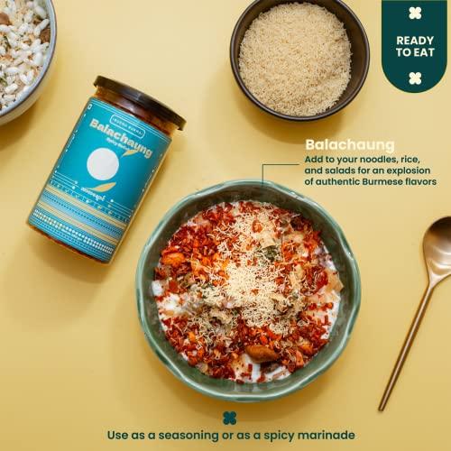 BURMA BURMA Burma Burma Balachaung - 150 Gms | Authentic Spicy Burmese Chilli Pepper | 100% Vegetarian, Gluten-Free Burmese Topping - Serve with Snacks, Noodles, Rice, and Salads (Pack of 1)