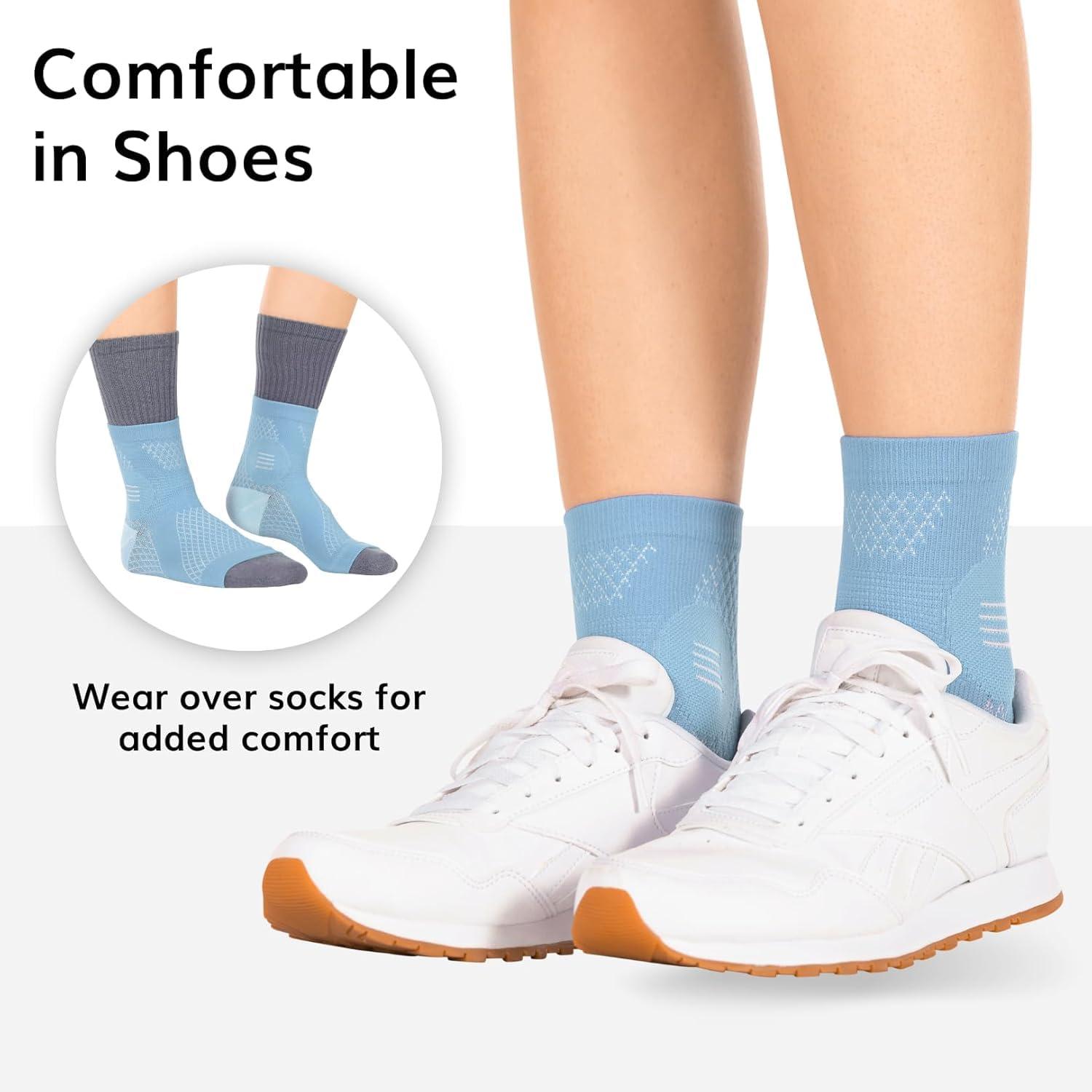 Ketsicart Neuropathy Socks (Pair) - Neuritis Compression Diabetic Toeless Foot Sleeves for Nerve Damage Pain in Feet, Ankle Gout, Plantar Fasciitis Relief Brace for Men and Women (Light Blue-M)