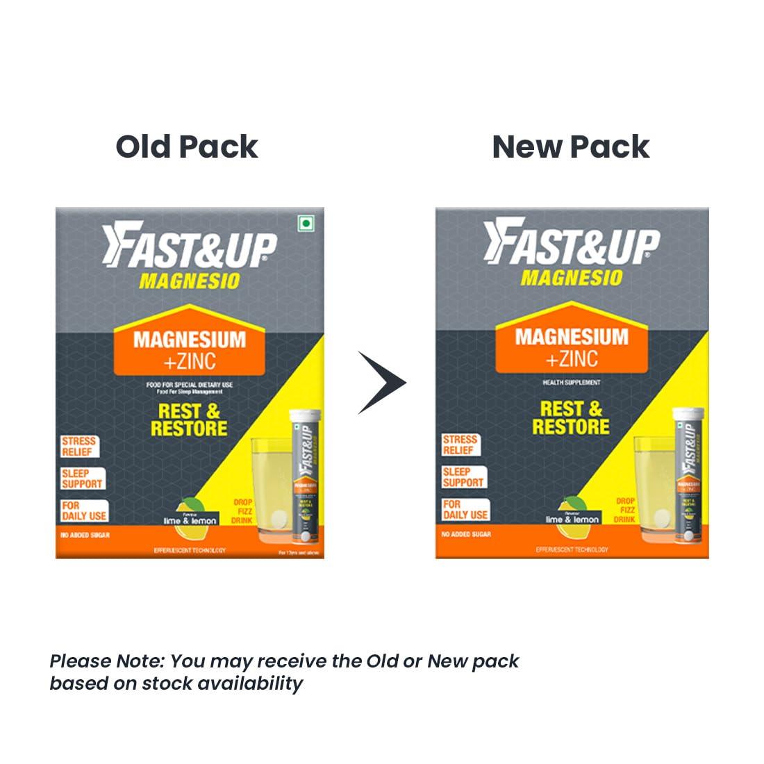 FAST&UP Fast&Up Magnesio - Restful Sleep Supplement - Magnesium & Zinc for Stress Management & Promoting Deep Sleep (60 Effervescent Tablets, Lime & Lemon Flavor)