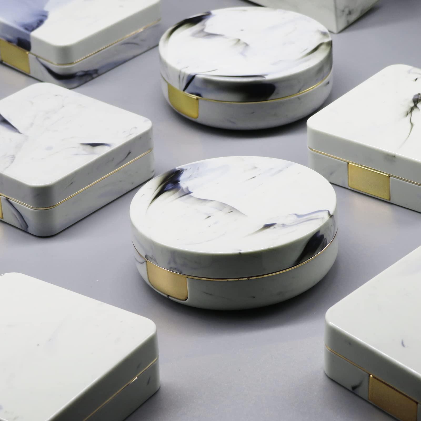 Vastsoon Vastsoon Contact Lens Case, Portable Cute Eye Contacts Colored Lenses Remover Tool Kit with Mirror for Travel (Square, Gold)