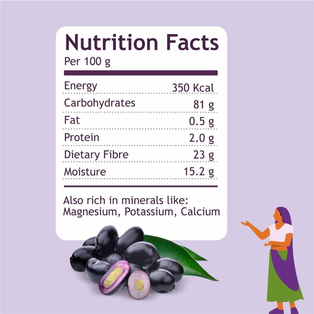 TRIBALVEDA Tribalveda Whole Dried Jamun Strips - Pack of 24(20gm each), Fresh Fruit, Black Plum, Jamun Bar, Healthy Mixes Chips, Dried Fruit, Rich In Dietary Fibers, Hygienically Packed (Jambu Strips)