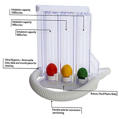 Doctist Doctist 3 Ball Lung Exerciser Respiratory Spirometer for Breathing Exercise Respirometer Washable Hygienic & Detachable Breath Measurement System Respiratory Exerciser (Pack 1) M White