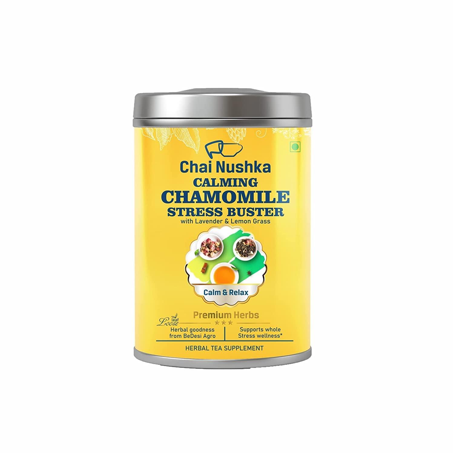 Chai Nushka Chai Nushka Nau Sutra Masala Tea And Chamomile Stress Buster Tea Combo | 100gm And 50gm | Pack Of 2 | Herbal Stress Relieving Caffeine Free Tea | Supports Whole Body Stress Wellness