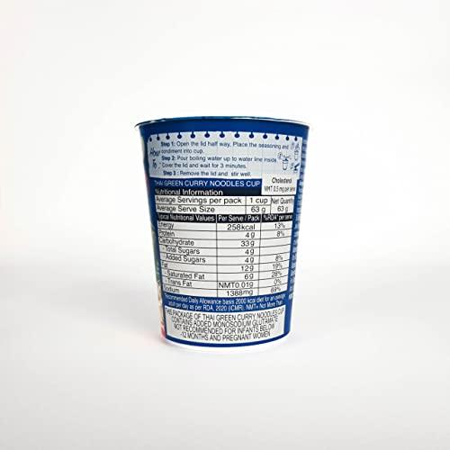 Blue Dragon Blue Dragon Instant Cup Noodle - Thai Green Curry Cup Noodle | Easy to Making | Vegetarian Food | No Preservative & Artificial Colors | Instant Cup Noodle - 63gm