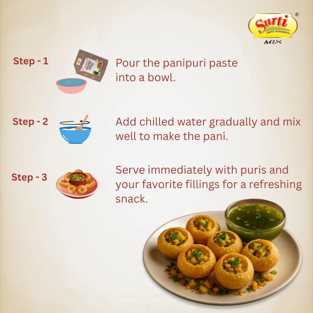 Surti Mix Surti mix Pani Puri Masala - The Authentic Indian Street Food Seasoning - serves 4-5 people- free from artificial colour and preservatives. (Garlic Taste)