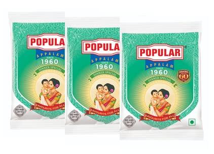 POPULAR APPALAM Popular Appalam Dinner Special - 200G (200G * 3) Pack of 3-600G