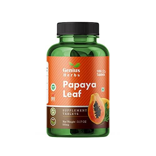 Genius Herbs Genius Herbs Papaya Leaf Tablets 1000 mg Per Serving | Carica Papaya Leaf Tablets| Boosts Immunity | Natural Detox | 30 Days Supply