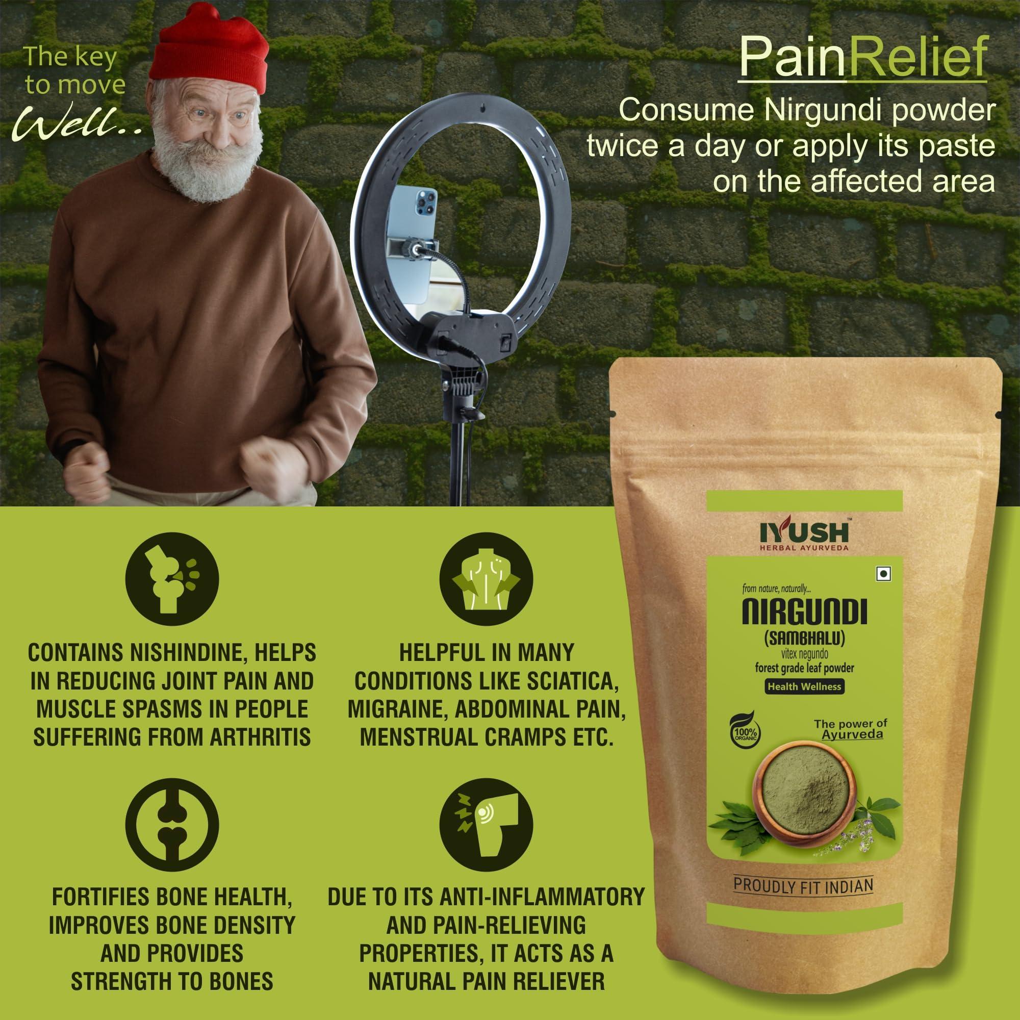 IYUSH Nirgundi Powder, 400 gm | Vitex Negundo Leaves Powder | Herbal Powder for Nurturing Bone and Joint Health |