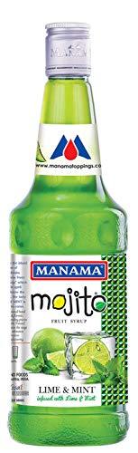 Manama Manama Lime and Mint Mojito Syrup, Blue Curacao Syrup, Pinacolada Syrup and Original Mojito Syrup, 750ML Each, Pack of 4